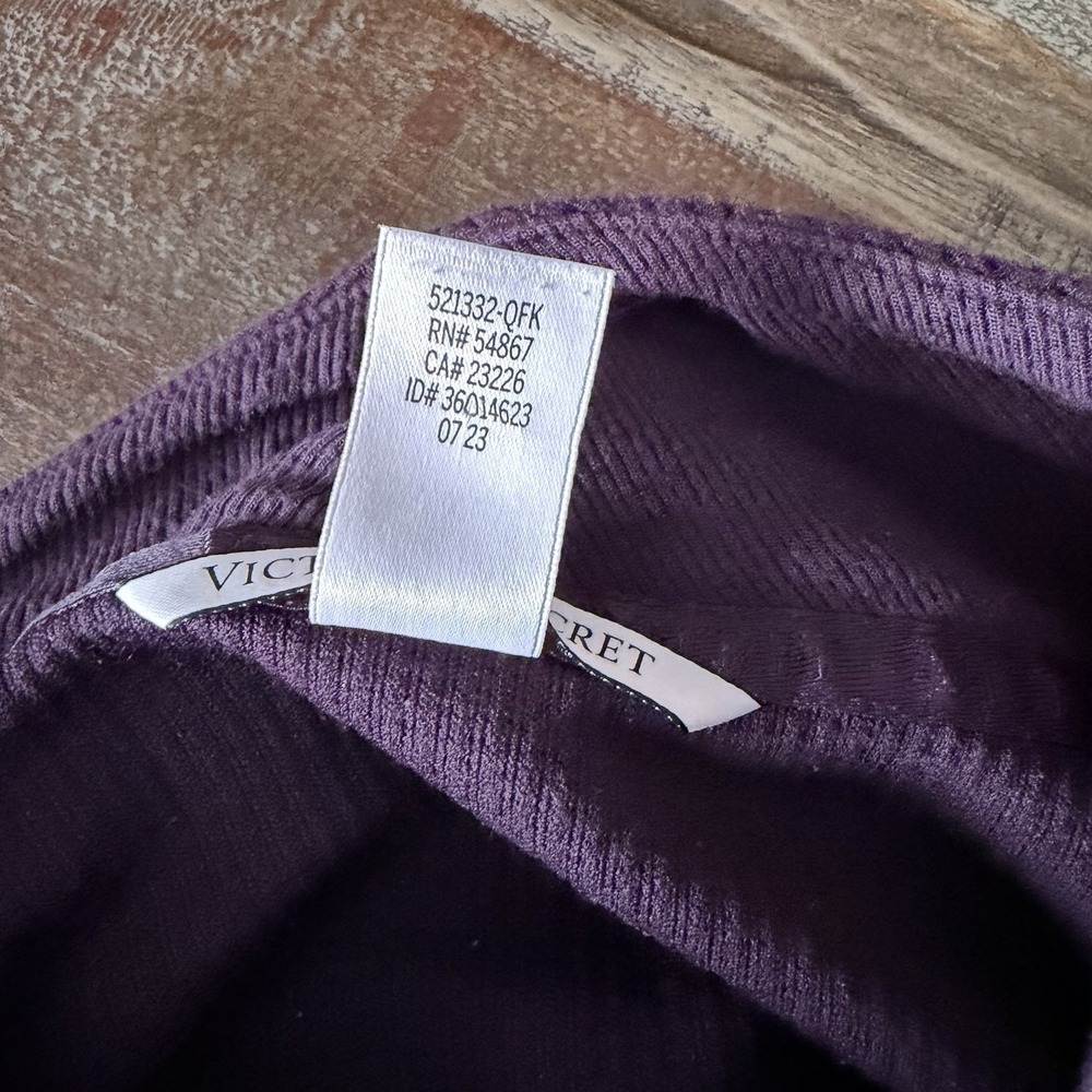 Victoria's Secret Womens‎ Purple Half Zip Cropped Pullover XS Ribbed - Picture 7 of 9